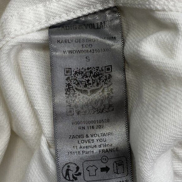 Zadig & Voltaire Women’s Kaely Destroy Denim Jacket Size S Judo White - Picture 3 of 11